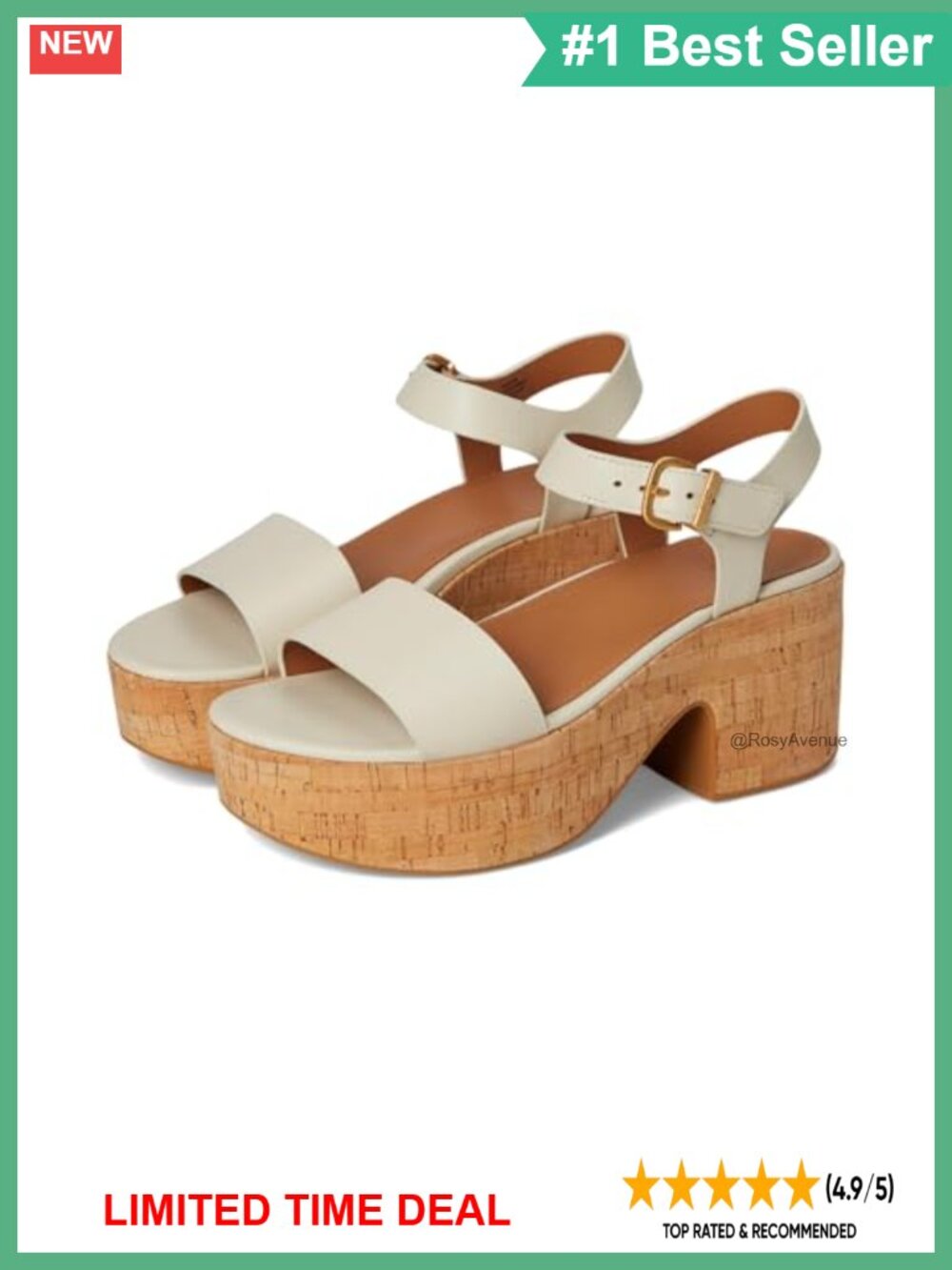 FitFlop Platform Leather Cork Heeled Ankle Strap Sandals